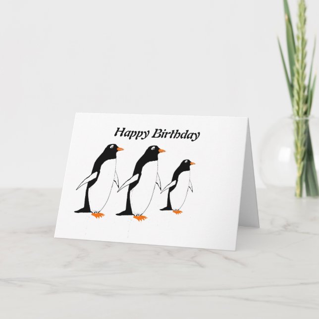 Penguins Birthday Card (Front)