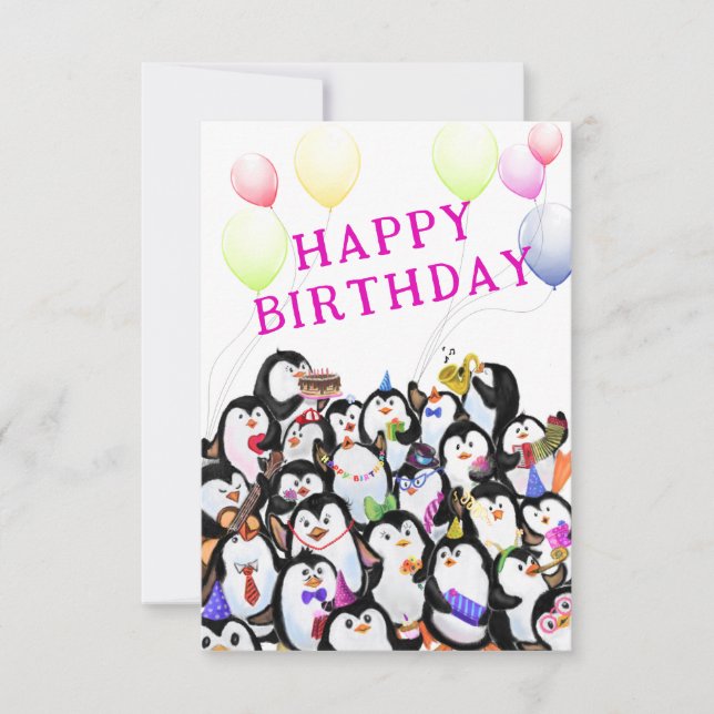 Penguins Birthday Card (Front)