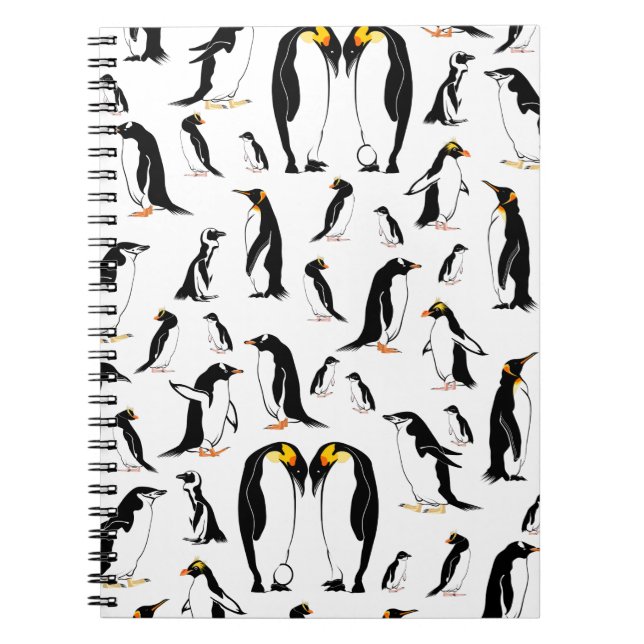 Penguins black and white pattern notebook (Front)