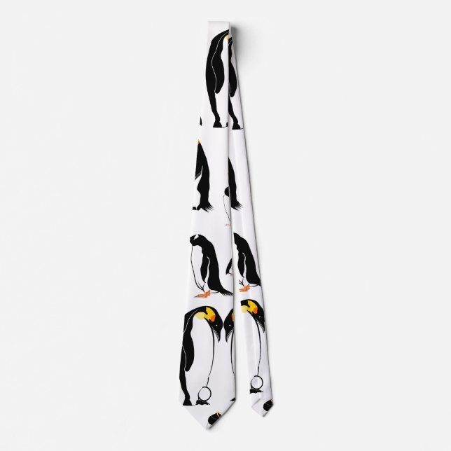 Penguins black and white pattern tie (Front)