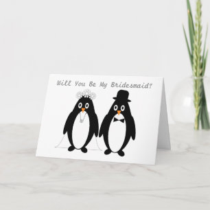 Penguins Bridesmaid Request Invitation