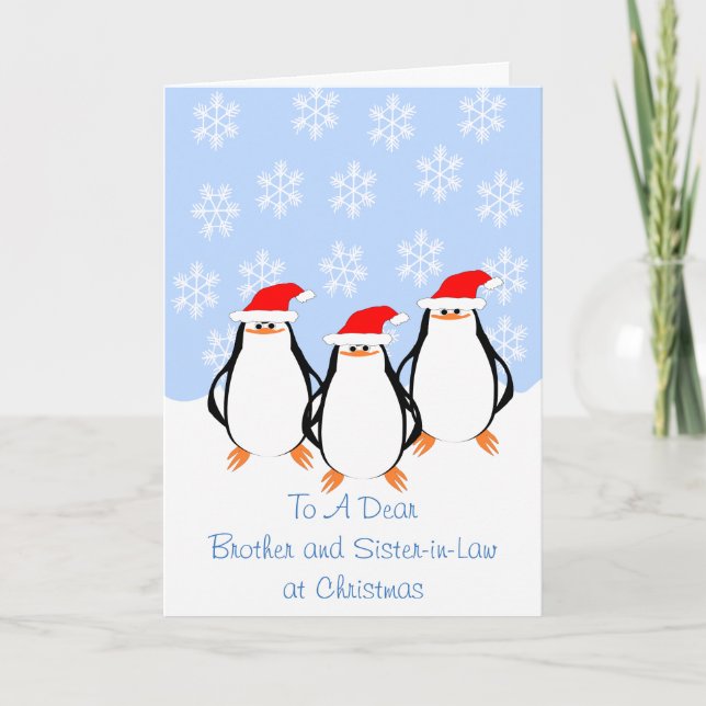 Penguins Brother Wife Christmas Holiday Card (Front)