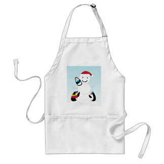 Penguins Building a Snowman Apron
