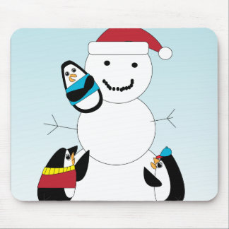 Penguins Building a Snowman Mousepad