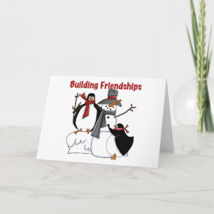 Penguins Building Friendship tshirts and Gifts Holiday Card