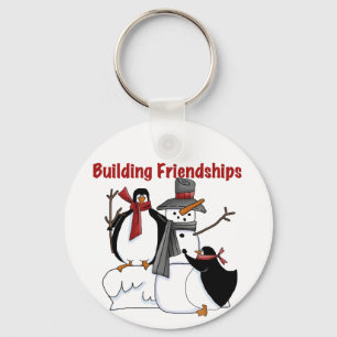 Penguins Building Friendship tshirts and Gifts Key Ring