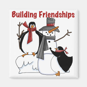 Penguins Building Friendship tshirts and Gifts Magnet