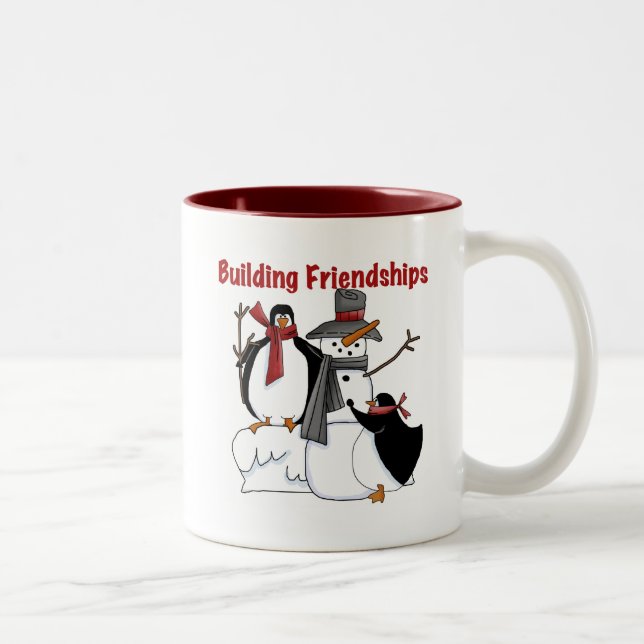 Penguins Building Friendship tshirts and Gifts Two-Tone Coffee Mug (Right)
