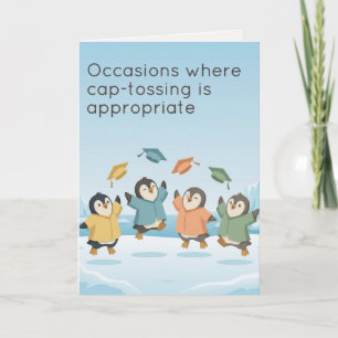 Penguins Celebrating Graduation Dry Humour Card