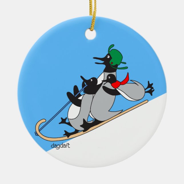 Penguins Ceramic Ornament (Front)