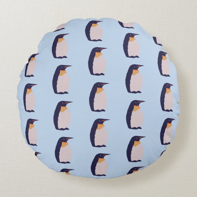 Penguins, chill round cushion (Front)
