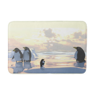 penguins chilling on an ice floe bath mat