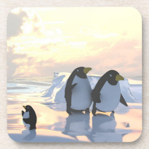 penguins chilling on an ice floe coaster