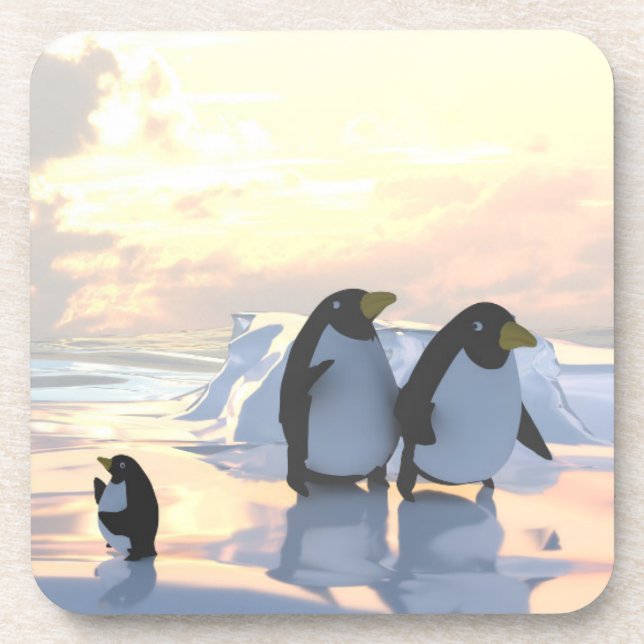  penguins chilling on an ice floe     coaster (Front)