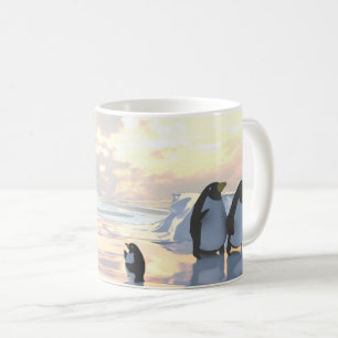  penguins chilling on an ice floe     coffee mug