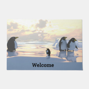 penguins chilling on an ice floe doormat