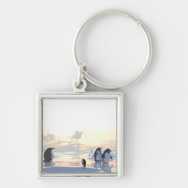  penguins chilling on an ice floe     key ring (Front)