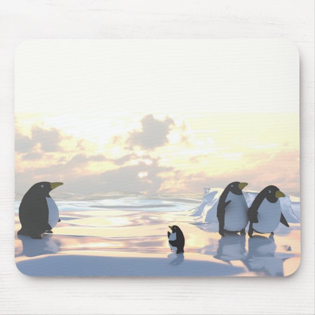  penguins chilling on an ice floe     mouse mat (Front)