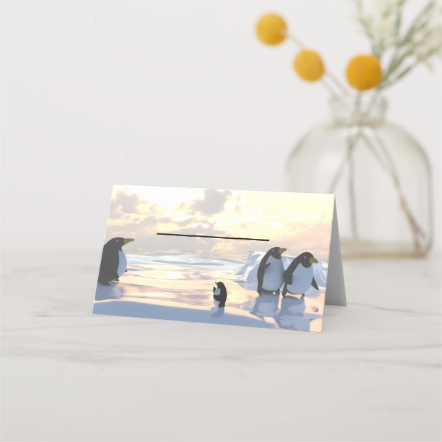  penguins chilling on an ice floe     place card (Front)