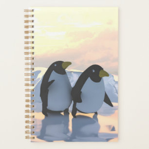  penguins chilling on an ice floe     planner