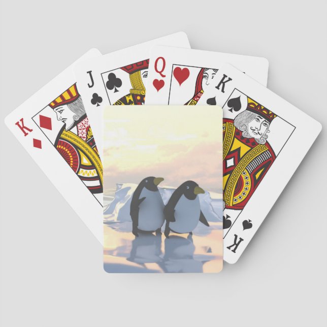  penguins chilling on an ice floe     playing cards (Back)