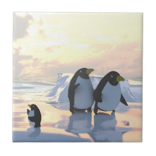 penguins chilling on an ice floe     tile
