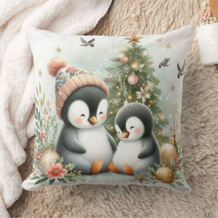 Penguins Christmas Cushion