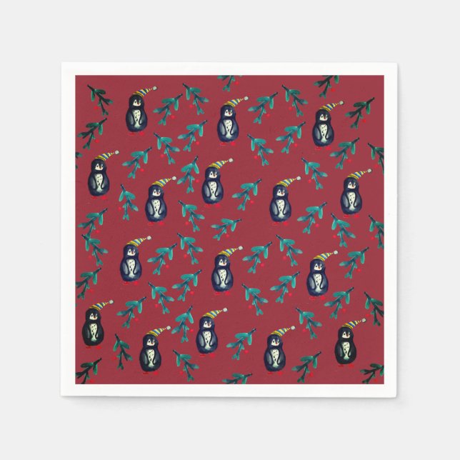 Penguins Christmas  Napkin (Front)
