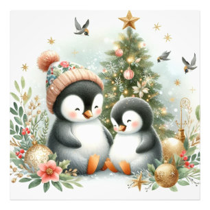 Penguins Christmas Photo Print