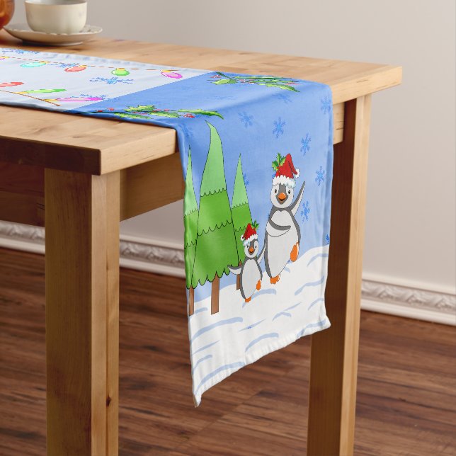 Penguins Christmas  Short Table Runner (In Situ)