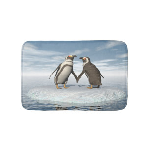 Penguins couple bath mat