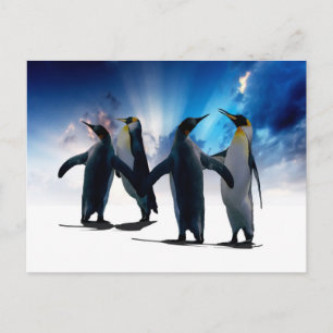 Penguins dance postcard