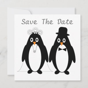 Penguins Design Save The Date Wedding Invitation