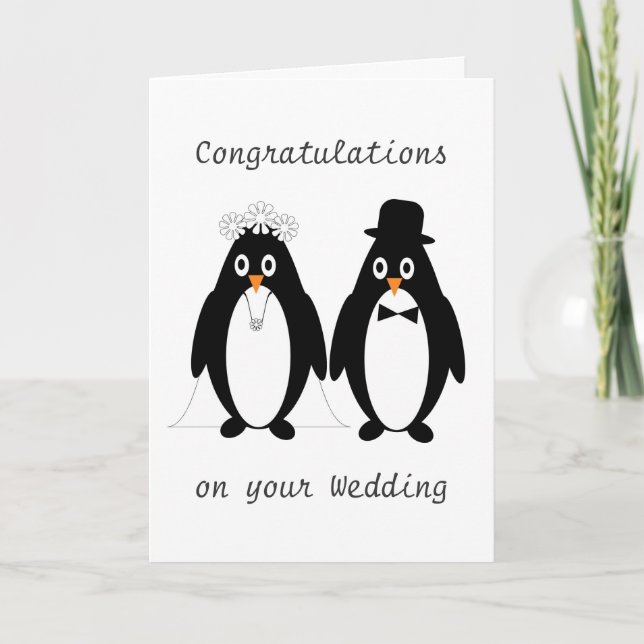 Penguins Design Wedding Card (Front)