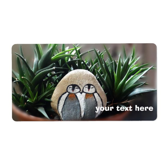 Penguins Drawing Photo Shipping Labels (Front)