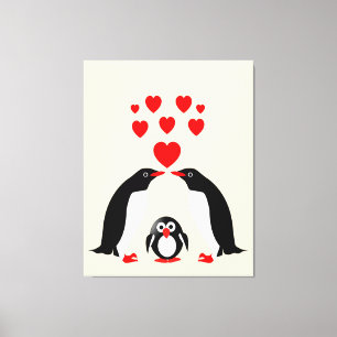 Penguins family canvas print
