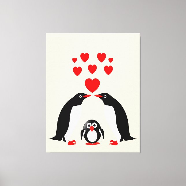 Penguins family canvas print (Front)