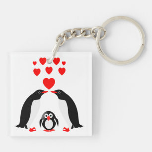 Penguins family key ring