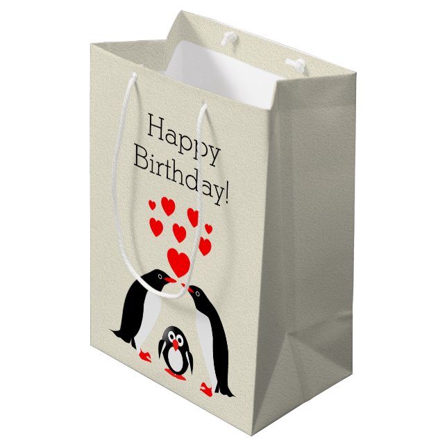 Penguins family medium gift bag (Front Angled)