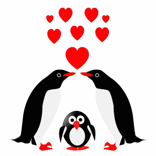 Penguins family standing photo sculpture (Front)