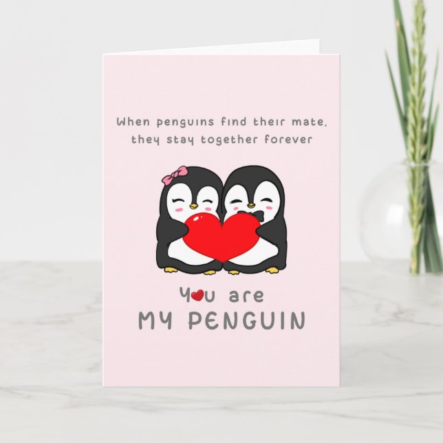 Penguins Find Their Mate Stay Together Forever Holiday Card (Front)