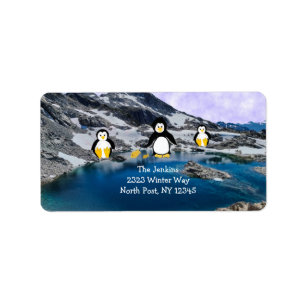 Penguins Fishing Address Label