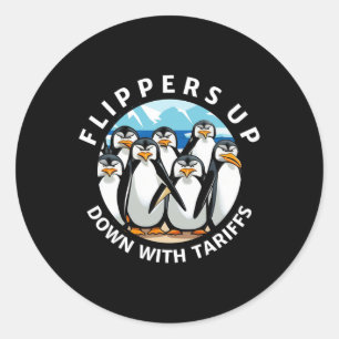 Penguins Flippers Up Protest Against Trump Tariffs Classic Round Sticker