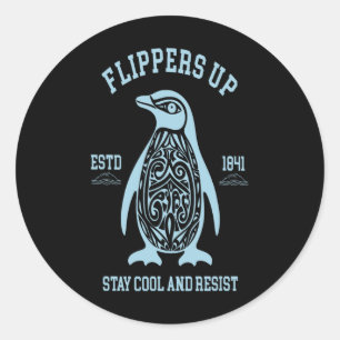 Penguins Flipping Up Stay Cool And Resist Trump Classic Round Sticker