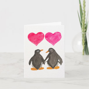 Penguins Folded Valentine's Day Card