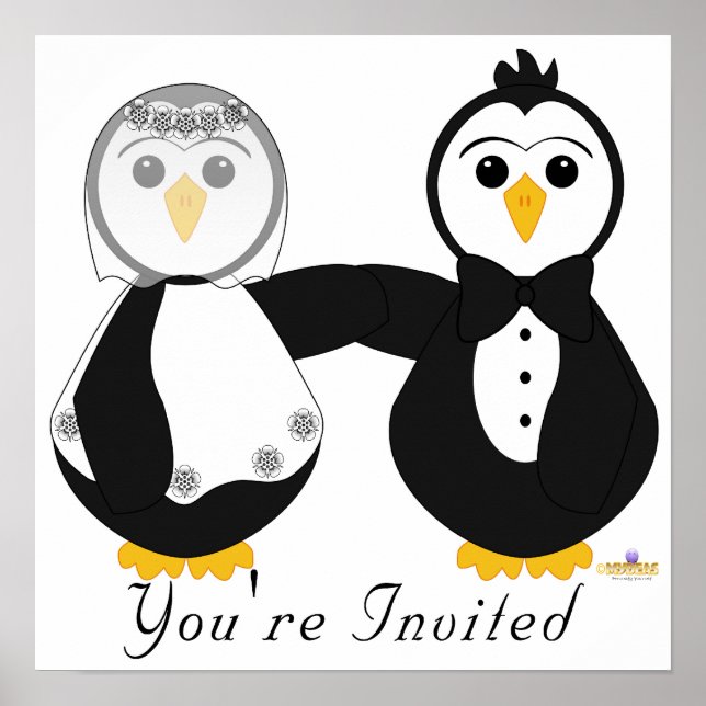 Penguins Getting Married You're Invited Poster (Front)
