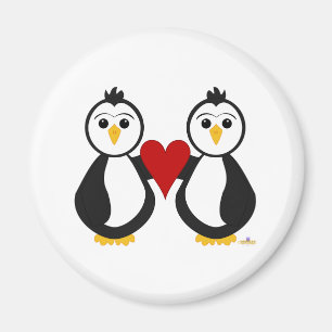 Penguins Holding A Heart Magnet