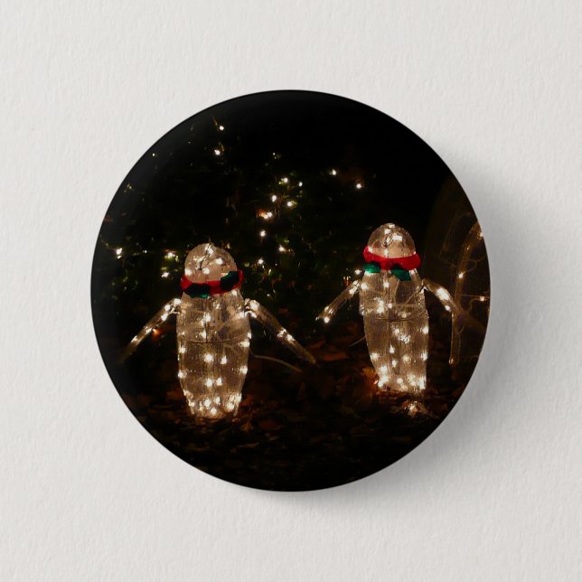 Penguins Holiday Light Display 6 Cm Round Badge (Front)