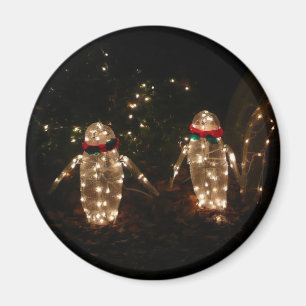 Penguins Holiday Light Display Magnet