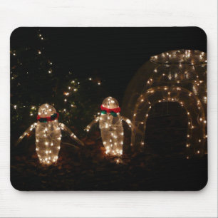 Penguins Holiday Light Display Mouse Mat
